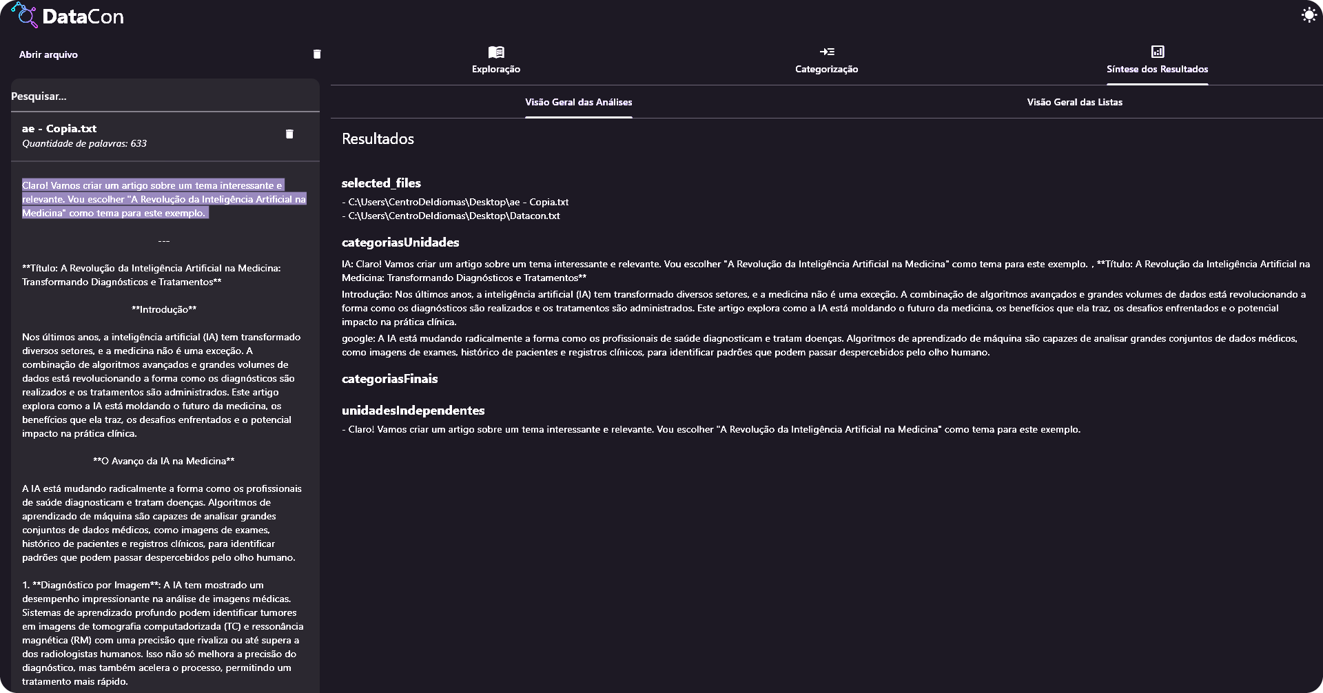 Tela de Visualização